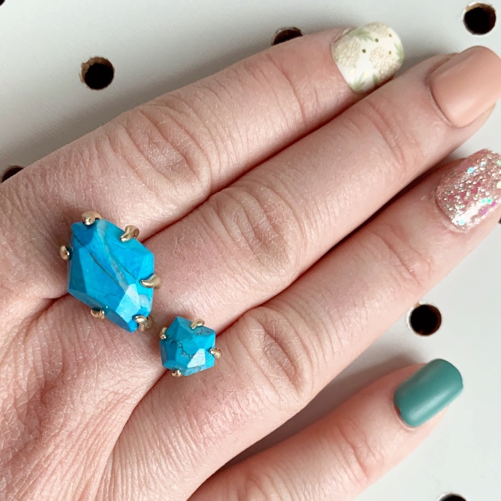KENDRA SCOTT Kayla open turquoise & gold ring
